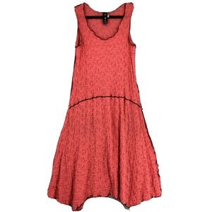 Noblu USA Womens Dress Ruffle Asymmetric Lagenlook Orange Pink XS Sleeveless